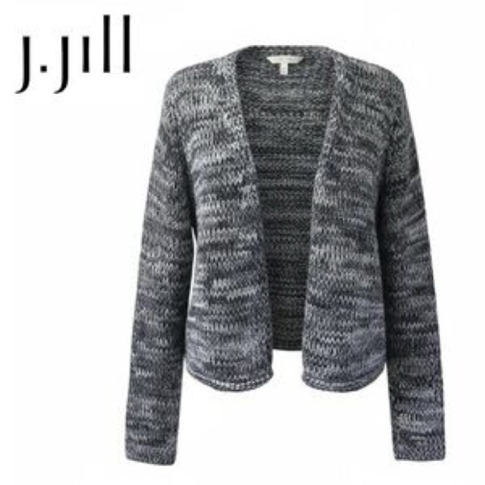 J. Jill Women's Blue and Light Gray Knit Cardigan Size LP